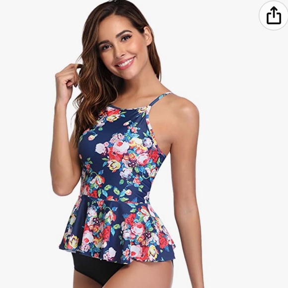 NWT MARINAVIDA Ruffle Floral Swim Top - Picture 5 of 6